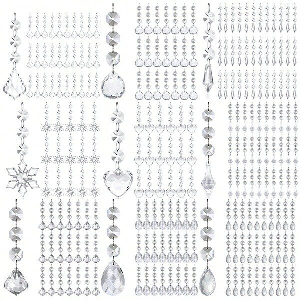 30pcs Acrylic Crystal Ice Pillar Pendant, Trees Winter Decorations, Hanging Crystal Center Decorations, Chandeliers, Flower Decorations, For Home Room Living Room Office Decor, For Wedding Window Home Decor Valentine's Day New Year Easter Party Mother's Day Decor Christmas Tree Decorations