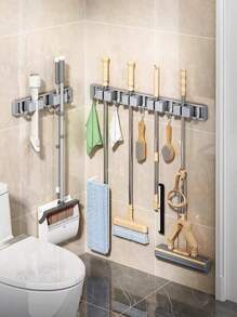Mop And Broom Organizer Mop Holder Rack Mop Holder Wall Mounted Strong Broom Mop Holder Shelf With Hooks Organizers Hang Broom