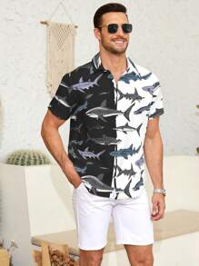 Men's Hawaiian Style Shirt, Tropical Pattern Printed Men's Short Sleeved Shirt - Multicolor - View 2