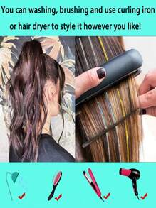 Bộ 12 sợi tóc nối chịu nhiệt, dài 48/36 inch, lấp lánh ánh kim, 12 màu sắc, sợi tổng hợp kết hợp kim sa, phù hợp cho phụ nữ và bé gái. - Nhiều màu - Xem 7