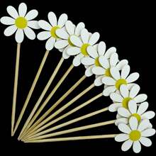 20pcs Daisy Cake Topper White Daisy Flower Cupcake Toppers Cake Dessert Wedding Birthday Party Decoration Supplies - White - View 5