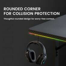 55" Large RGB Sturdy Gaming Desk With Mouse Pad T-Shaped Office Chair Computer Desk Spacious Work Surface Table, Black - Black - View 9