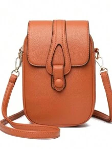 New Stylish Women Shoulder Cell Phone Bag, FASHION SHOPE - Rust Brown - View 1