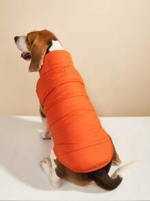 1 buah Mantel Anjing Luar Ruangan Tahan Angin, Warna Polos Minimalis dengan Lapisan Termal, Ukuran Anjing Besar - Jeruk - View 4