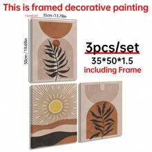 3 件装北欧简约各种几何形状、现代艺术图案、帆布材质、适用于家庭客厅装饰画艺术墙无框画、西式家居装饰、房间海报、极简主义墙面装饰、房间装饰美学、房间装饰用品 - 彩色 - 查看 17