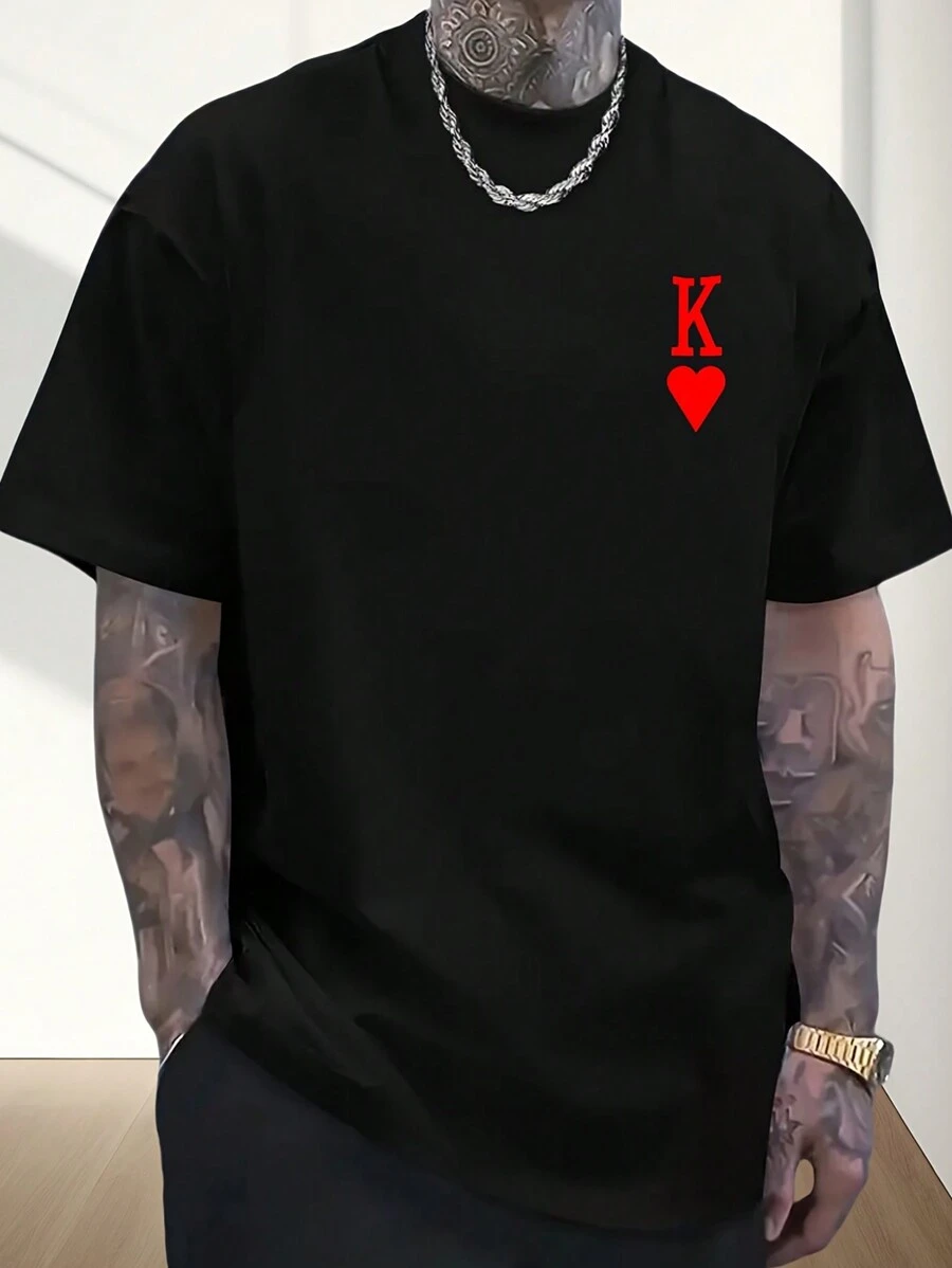 Fashionable Letter Pattern Men's T-Shirt Sports Top Summer Top Pure Cotton Skin-Friendly And Comfortable, Suitable For Sports, Going Out And Home, Suitable For Couples