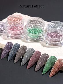 8/6/4pcs Reflective Nail Powder, Gold, Silver, Pink, Glitter In The Dark, Holographic Nail Design, Y2K Party, Cute And Charming Nail Decoration, DIY Nail Salon Nail Supplies - Multicolor - View 11