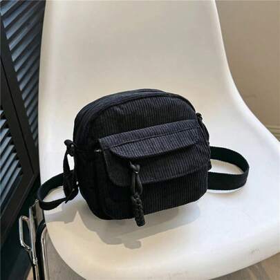 Bolso de hombro pequeño de pana para mujer, bolso cruzado para adolescente, bolsa linda, bolso de mano para estudiantes, estilo callejero coreano, bolsos de mensajero Harajuku