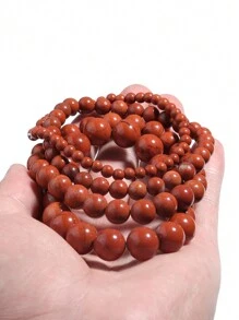 1 Unidad De Pulsera De Cuentas De Oración De Jaspe Rojo De Piedra Natural, Pulseras De Meditación Para Hombres Y Mujeres, Joyería De Meditación De Yoga 4 6 8 10mm