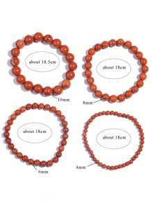 1 Unidad De Pulsera De Cuentas De Oración De Jaspe Rojo De Piedra Natural, Pulseras De Meditación Para Hombres Y Mujeres, Joyería De Meditación De Yoga 4 6 8 10mm