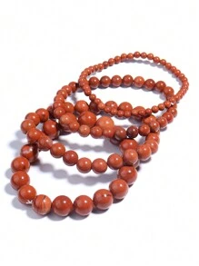 1 Unidad De Pulsera De Cuentas De Oración De Jaspe Rojo De Piedra Natural, Pulseras De Meditación Para Hombres Y Mujeres, Joyería De Meditación De Yoga 4 6 8 10mm