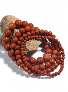1 Unidad De Pulsera De Cuentas De Oración De Jaspe Rojo De Piedra Natural, Pulseras De Meditación Para Hombres Y Mujeres, Joyería De Meditación De Yoga 4 6 8 10mm