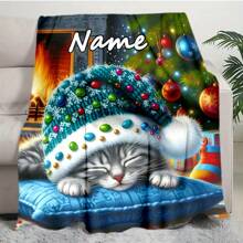 1PC Personalized Blanket Custom Name Printed Blanket Cute Sleeping Animal Panda Blanket Your Name Printed On It Soft And Warm Memorable Moments Blanket Great Holiday Gift For Families
