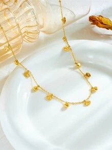 1 chiếc vòng cổ mặt dây chuyền bằng thép không gỉ mạ vàng 18K hình mắt quỷ bằng đá Cubic Zirconia cổ điển, phù hợp với trang phục hàng ngày và trang phục cưới của phụ nữ, quà tặng - Vàng - Xem 4