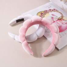 1pc Cloud Shaped Velvet Marshmallow Braided Headband, Wide Edge Hair Accessory For Face Washing, Bathing, Makeup, SPA, Exercise, Hair Styling, Hairband, Hair Hoop Headbands