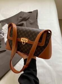 时尚百搭大容量优雅女士单肩包和斜挎包 - 棕色 - 查看 5