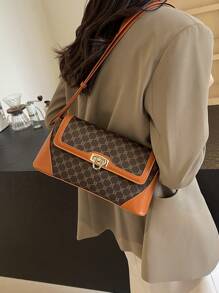 时尚百搭大容量优雅女士单肩包和斜挎包 - 棕色 - 查看 3