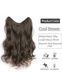 1 pièce Perruque synthétique résistante à la chaleur, ondulée profonde, cheveux bruns de 24 pouces, pièce de cheveux de haute qualité pour usage quotidien