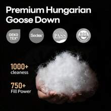 Luxury Goose Down Pillows, Soft And Support 750 Fill Power Down Bed Pillow For Back, Side, Stomach Sleepers, 480 Thread Count 100% Cotton Shell, Bed Pillows