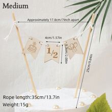 1PC Cake Decorations, Wooden Half A Year Birthday First Birthday Cake Decoration Wooden Banner Carving Birthday Party Dessert Decoration Supplies Gifts - Half-year-old Wooden Plug-in - View 4