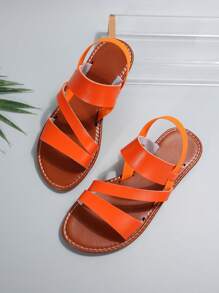 Women's Summer Fashion Casual Comfortable Flat Sandals, Round Toe Low Heel, Beach Shoes
