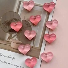 5pcs/10pcs New Pink Heart Magnetic Stickers, Cartoon Red Heart Plastic Fridge Magnets, Home Decor Accessories, Scenes Layout, Holiday Gifts, Holiday Decorations, Fridge Magnets, Kitchen Decor Magnets, Great Gifts, Fridge Beautification Birthday Graduation