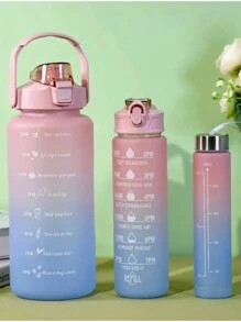 Trio de Garrafa de água 2000ml 2l Galão com Adesivos