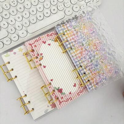 A6 Binder Acrylic Case Notebook, 2pcs PMMA Board With Metal Ring, DIY Junk Journal Notebook Set, 45 Sheets Refill Papers, Stationery Supplies,School Supplies,Back To School