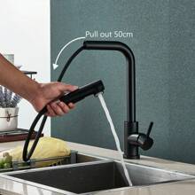 Kitchen Faucet With Pull Out Sprayer Single Hole Single Handle Commercial Faucet For Bar Sink 2 Outlet Mode Modern 360 Swivel Spout Stainless Steel Utility Laundry Mixer Tap