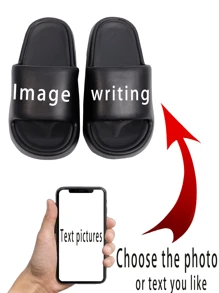 Custom Logo & Text Design, Family Of Four Outdoor Slippers, Soft Sole, Non-Fading, EVA Slip-On Home Slippers