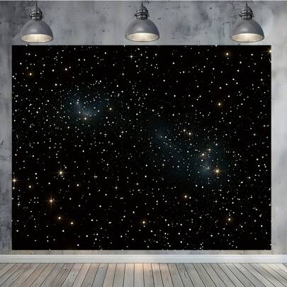 1 peça, céu noturno preto com fundo de estrelas brilhantes, fundo fotográfico de céu estrelado com tema espacial