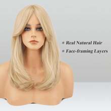 Pelucas con flecos largos para mujer, pelo sintético castaño rojizo, aspecto Natural, peluca de pelo sintético para mujer, 45cm