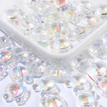 1-50 件/包彩色多色玻璃珠卡通动物形状散珠，可爱猫蟹熊章鱼形状，适合 DIY 珠宝制作，珠宝配件