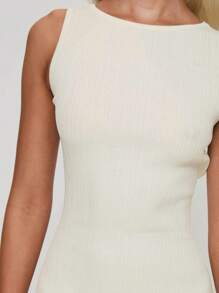 Vestido mini de unicolor para mujer, sin mangas, con espalda abierta, ajustado, vestido tipo tank para fiesta y cóctel - Blanco - Ver 7