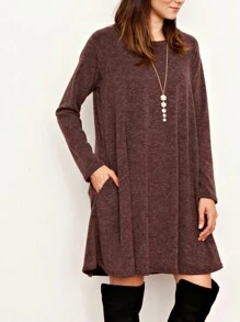 Boho Retro Solid Rayon Cool  Color Mini Dress Short Sleeves Grey Charcoal Olive Navy Small To 3XL Plus Curvy - 棕色 - 查看 4