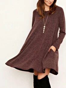 Boho Retro Solid Rayon Cool  Color Mini Dress Short Sleeves Grey Charcoal Olive Navy Small To 3XL Plus Curvy - 棕色 - 查看 2