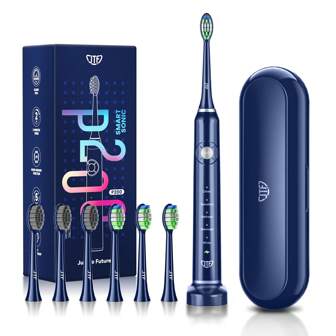 Cepillos de dientes eléctricos sónicos para adultos: cepillos de dientes eléctricos recargables JTF con 6 cabezales de cepillo, 5 modos de limpieza, una carga durante 60 días de larga duración, estuche de viaje