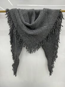 1 件女士复古风格针织三角围巾/披肩，秋冬配饰 - 彩色 - 查看 9