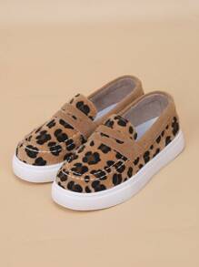 Zapatos mocasín casuales y cómodos para niños, con suela blanda y transpirable, estampado de leopardo, para otoño/primavera - Marrón - Ver 3