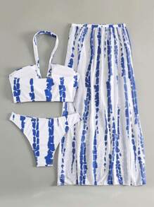 Nieuwe Europese en Amerikaanse stijl bikini 3-delige set met cover-up, sexy zomer strandvakantie badmode