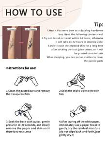 1 件防水耐磨纹身贴纸，PVC 假纹身带枪轮廓设计，适合男女，日常用于手部、腿部 - 灰色 - 查看 8