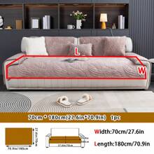 1 pièce Housse de coussin de canapé matelassée en peluche courte, brodée, convenant à toutes les saisons. Style anti-griffures de chat, antidérapante. Protecteur de canapé anti-animaux de compagnie pour canapés en L et 1/2/3/4 places (vendue individuellement)
