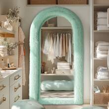 Melodieux Full Length Mirror 63"X24" Free Standing Furry Floor Mirror Chic  Faux Fur Framed Wall Mounted Full Body Mirror Leaning Hanging Wall Mirror For Bedroom Entrance