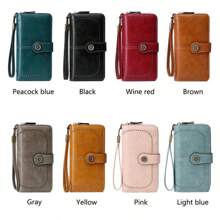 RFID Anti-Theft Brush Large Capacity Retro Long Wallet