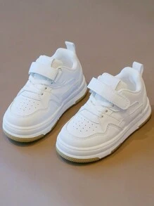 1 Pair New White Sneakers, Non-Slip Lightweight Girls/Boys Casual Soft Sole Board Shoes