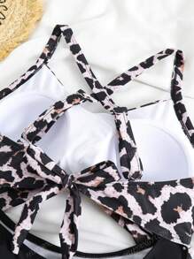 Sexy Criss-Cross Strap Hollow Floral Print Patchwork Slimming One-Piece Swimsuit, For Summer Beach Vacation