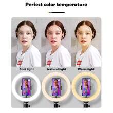 12/14Inch Ring Light With Extendable Tripod Stand, LED Circle Lights With Phone Holder For Live Stream/Makeup/Video, Compatible With All Phones - Multicolor - View 2