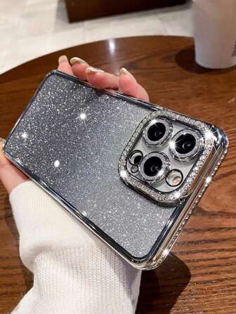 奢华水钻亮片电镀银色手机壳，兼容 17/16E/15/14/13/12/11/X/XS Max/XR/Pro Plus，Galaxy A02S-A07/A12-A17/A22-A26/A32-A36/A50-A56/S20-S25，荣耀 Magic，OPPO Reno，小米，Infinix Smart