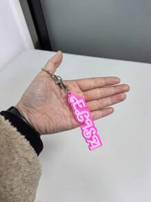 1pc Customizable Pink Acrylic Name Keychain, Double-Layer Personalized Letter Keychain With Multiple Fonts, Cute Pendant Keychain Customization Gift, Back To School Gift, Birthday, Romantic Valentine's Day Holiday Customization Gift