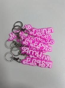 1pc Customizable Pink Acrylic Name Keychain, Double-Layer Personalized Letter Keychain With Multiple Fonts, Cute Pendant Keychain Customization Gift, Back To School Gift, Birthday, Romantic Valentine's Day Holiday Customization Gift